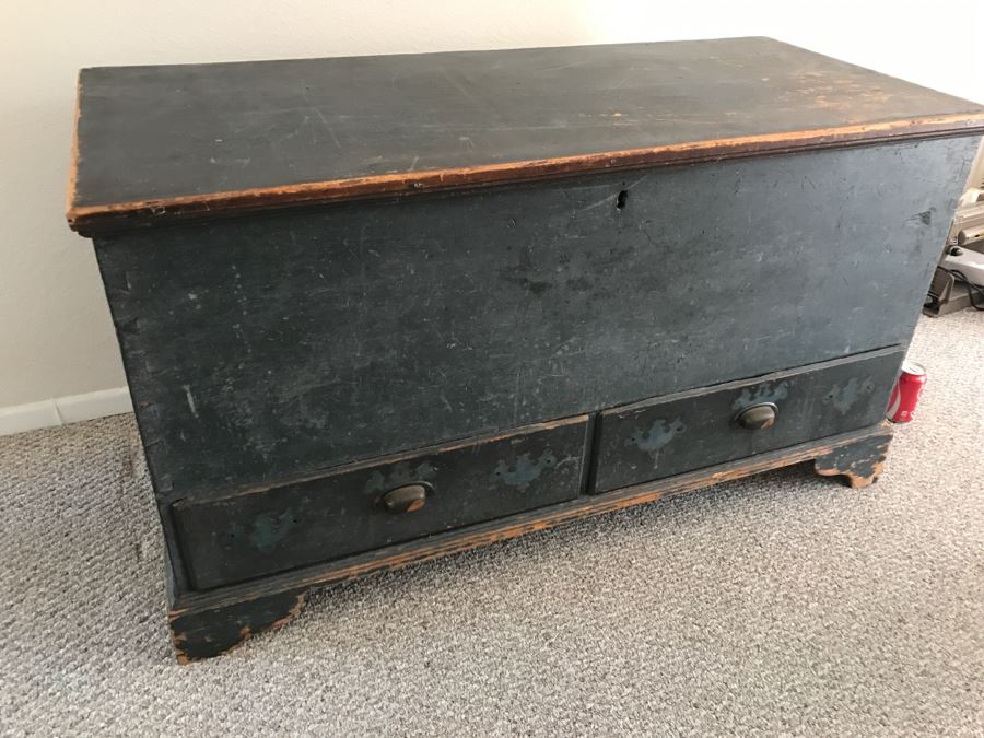 Large Primitive Shabby Chic Blanket Chest With Drawers From The East Coast [Photo 6]