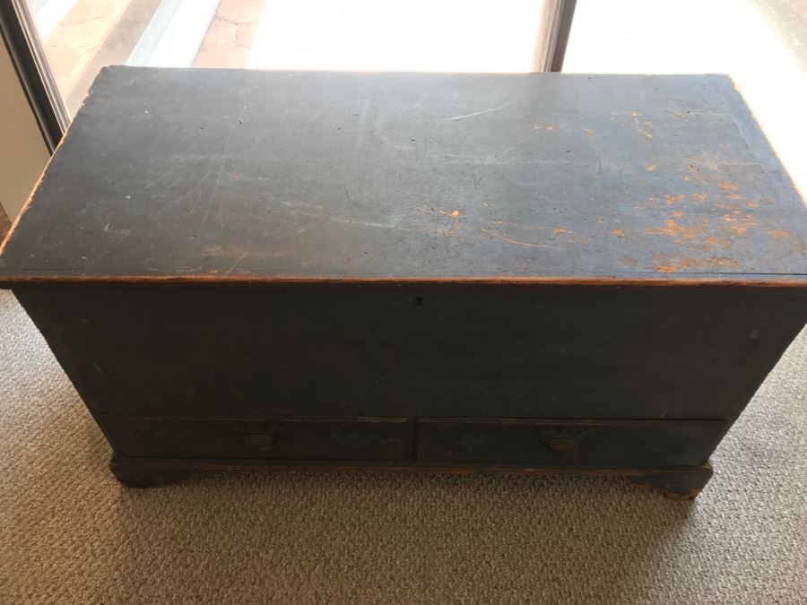 Large Primitive Shabby Chic Blanket Chest With Drawers From The East Coast [Photo 2]