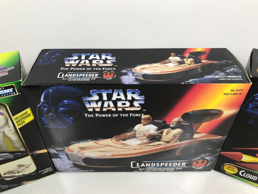Set Of (3) Star Wars Vehicle Toys Airspeeder, Landspeeder And Cloud Car [Photo 4]