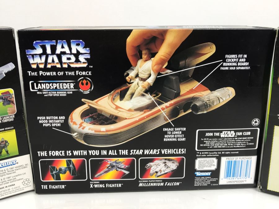 Set Of (3) Star Wars Vehicle Toys Airspeeder, Landspeeder And Cloud Car [Photo 16]