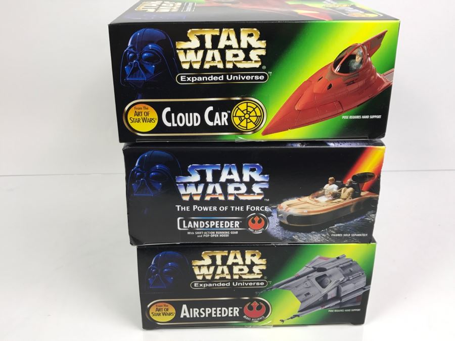 Set Of (3) Star Wars Vehicle Toys Airspeeder, Landspeeder And Cloud Car [Photo 12]
