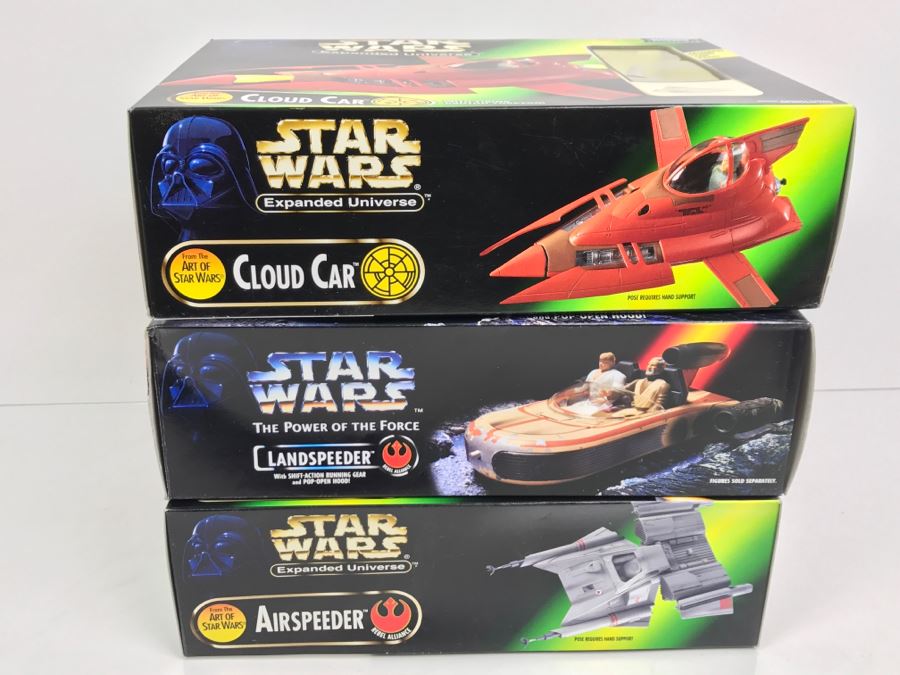 Set Of (3) Star Wars Vehicle Toys Airspeeder, Landspeeder And Cloud Car [Photo 11]