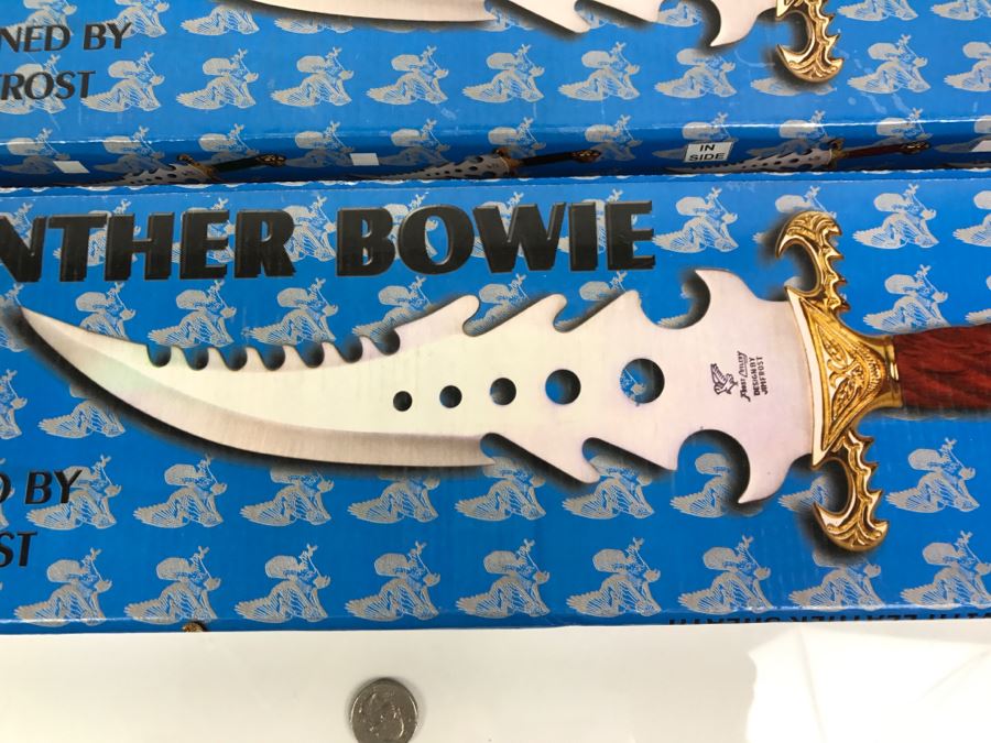 Pair Of Panther Bowie Fantasy Knives Designed By Jim Frost In Boxes New Old Stock Pakistan [Photo 3]