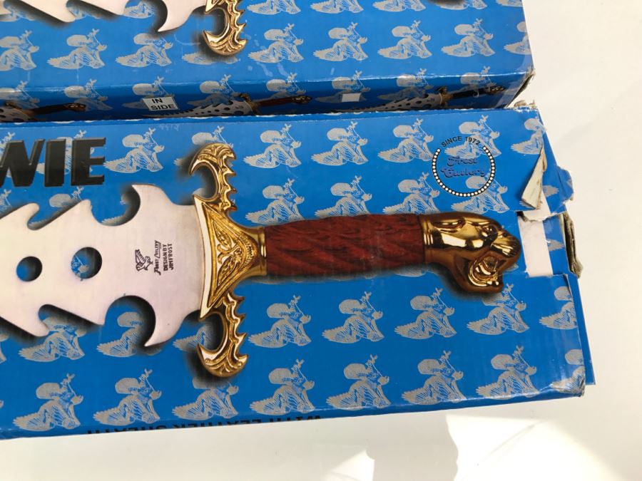 Pair Of Panther Bowie Fantasy Knives Designed By Jim Frost In Boxes New Old Stock Pakistan [Photo 4]