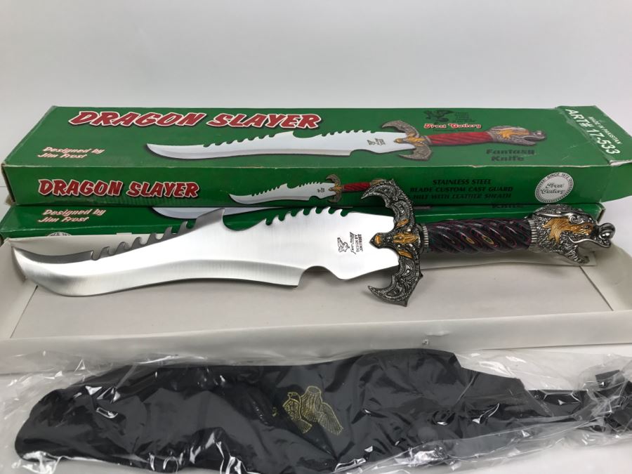 Pair Of Dragon Slayer Fantasy Knives Designed By Jim Frost In Boxes New
