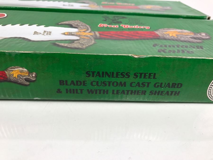 Pair Of Dragon Slayer Fantasy Knives Designed By Jim Frost In Boxes New Old Stock [Photo 16]