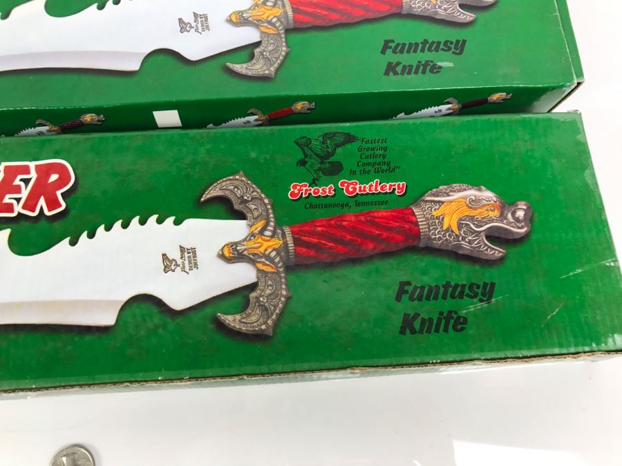 Pair Of Dragon Slayer Fantasy Knives Designed By Jim Frost In Boxes New