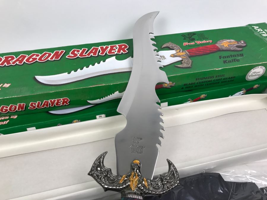 Pair Of Dragon Slayer Fantasy Knives Designed By Jim Frost In Boxes New Old Stock [Photo 5]