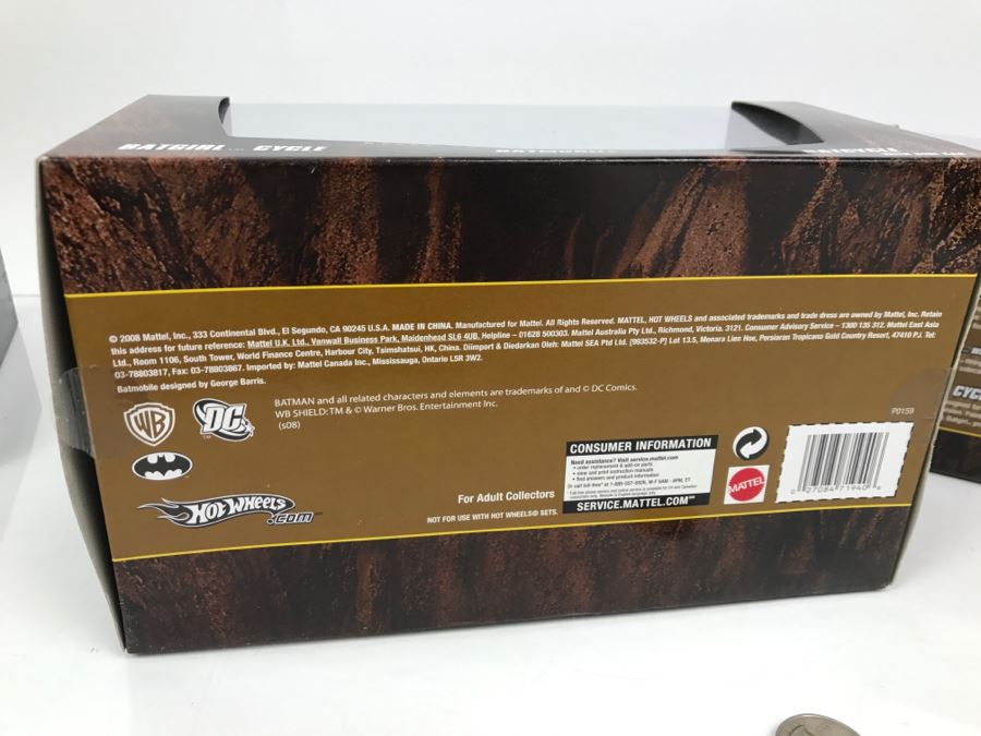 Pair Of Comic-Con Exclusive Hot Wheels Batman Batgirl Cycle, Batmobile, Batcycle With Side Car Based On 1966 Tv Series Mattel 2008 New Old Stock [Photo 14]