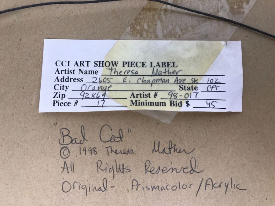Original Comic Con Art Show Artwork By Theresa Mather Titled 'Bad Cat' 1998 [Photo 9]