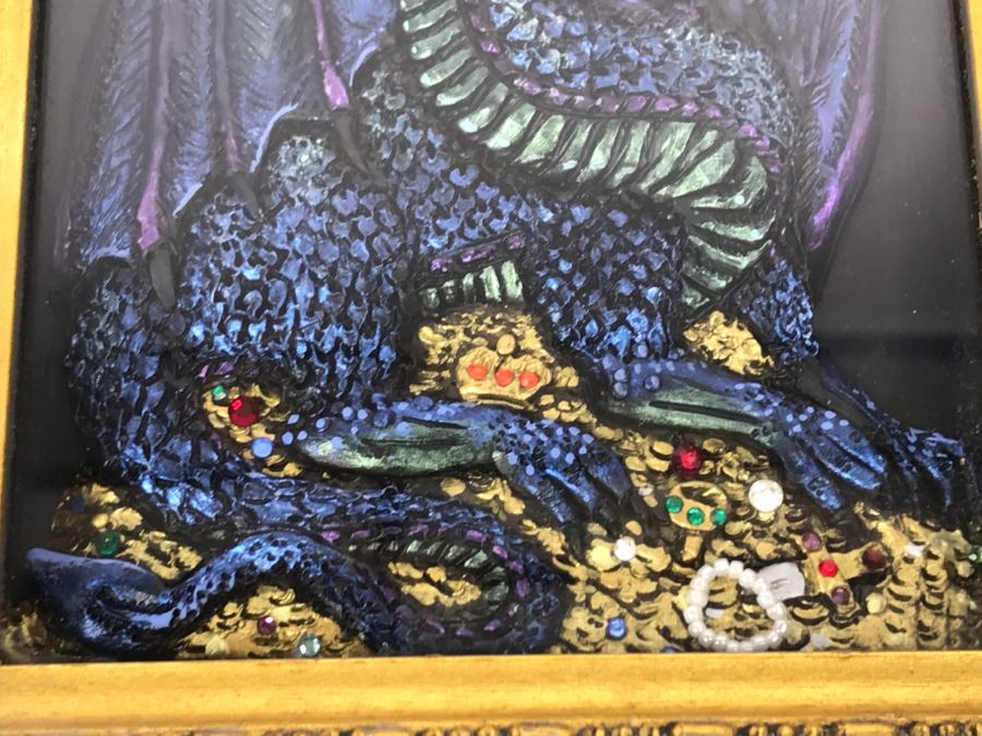 Original Comic Con Art Show Artwork By Theresa Mather Dragon Guarding Jewels 1996 [Photo 5]