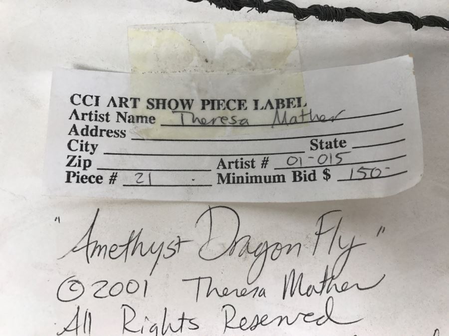Original Comic Con Art Show Artwork By Theresa Mather Titled 'Amethyst Dragon Fly' 2001 [Photo 13]