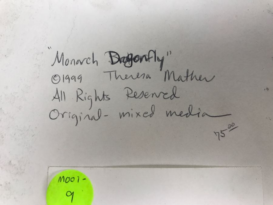 Original Comic Con Art Show Artwork By Theresa Mather Titled 'Monarch Dragonfly' 1999 [Photo 10]