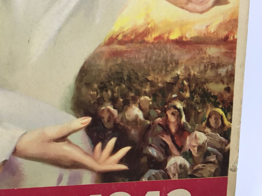 Vintage 1940's Red Cross War Fund 1943 Poster On Board The Greatest Mother In The World [Photo 7]