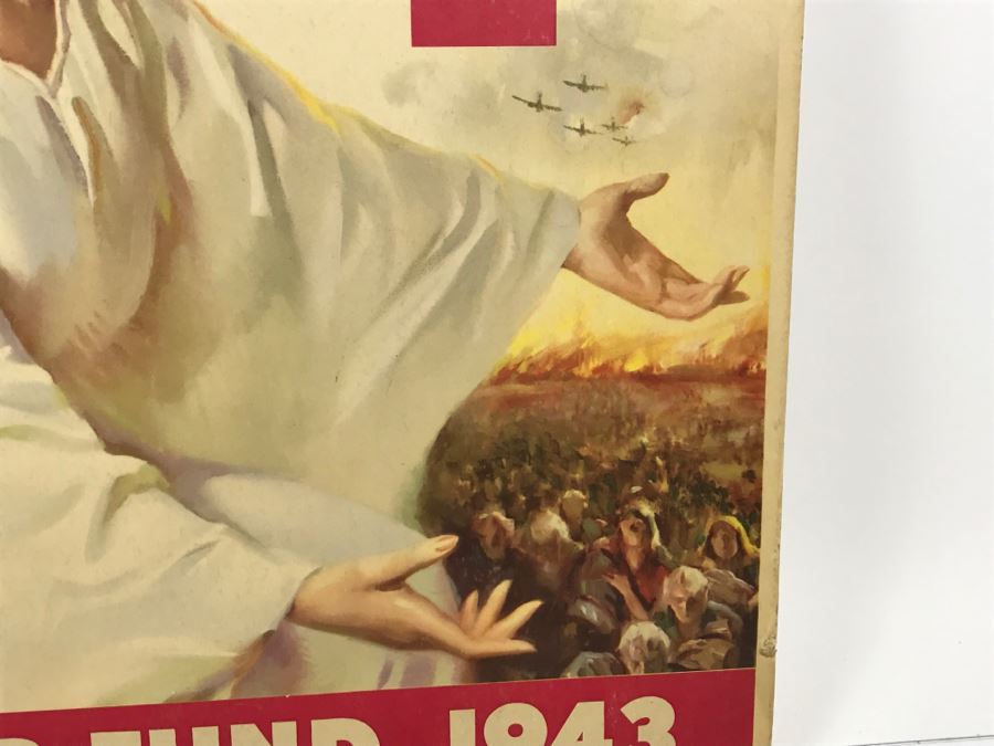 Vintage 1940's Red Cross War Fund 1943 Poster On Board The Greatest Mother In The World [Photo 5]
