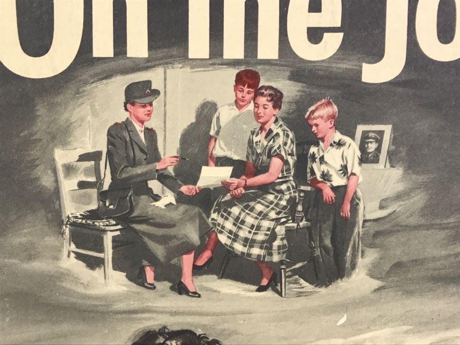 Vintage 1940's Red Cross On The Job Poster On Board Join And Serve [Photo 3]