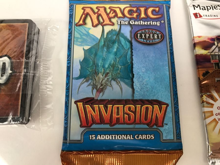 Various Unopened Card Packs: Magic The Gathering Invasion, Warlord Saga Of The Storm, And Maplestory Trading Card Games [Photo 3]