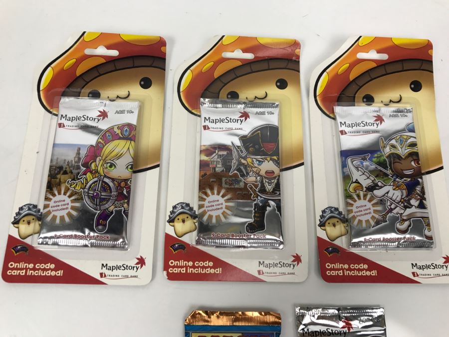 Various Unopened Card Packs: Magic The Gathering Invasion, Warlord Saga Of The Storm, And Maplestory Trading Card Games [Photo 6]