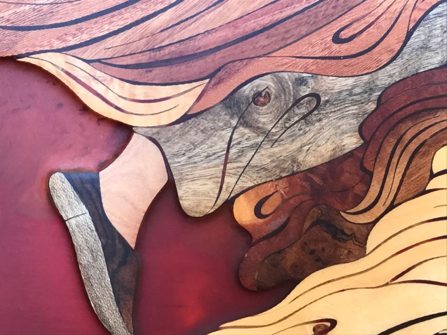 Impressive Marquetry Inlaid Wood Artwork Signed By Artist ? Group [Photo 10]