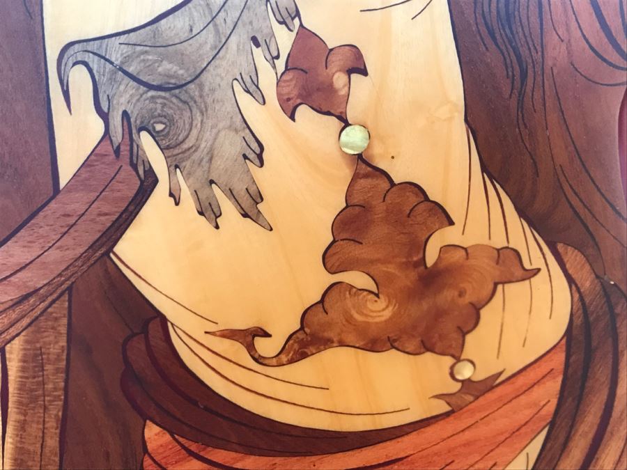 Impressive Marquetry Inlaid Wood Artwork Signed By Artist ? Group [Photo 8]