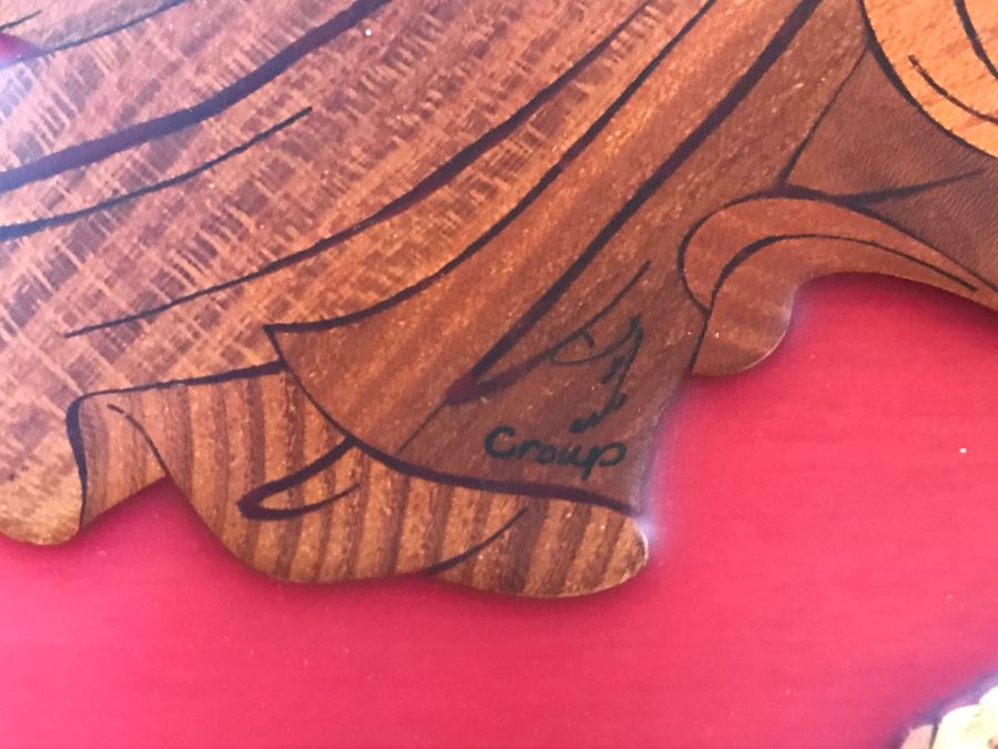Impressive Marquetry Inlaid Wood Artwork Signed By Artist ? Group [Photo 12]