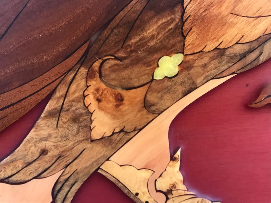 Impressive Marquetry Inlaid Wood Artwork Signed By Artist ? Group [Photo 9]