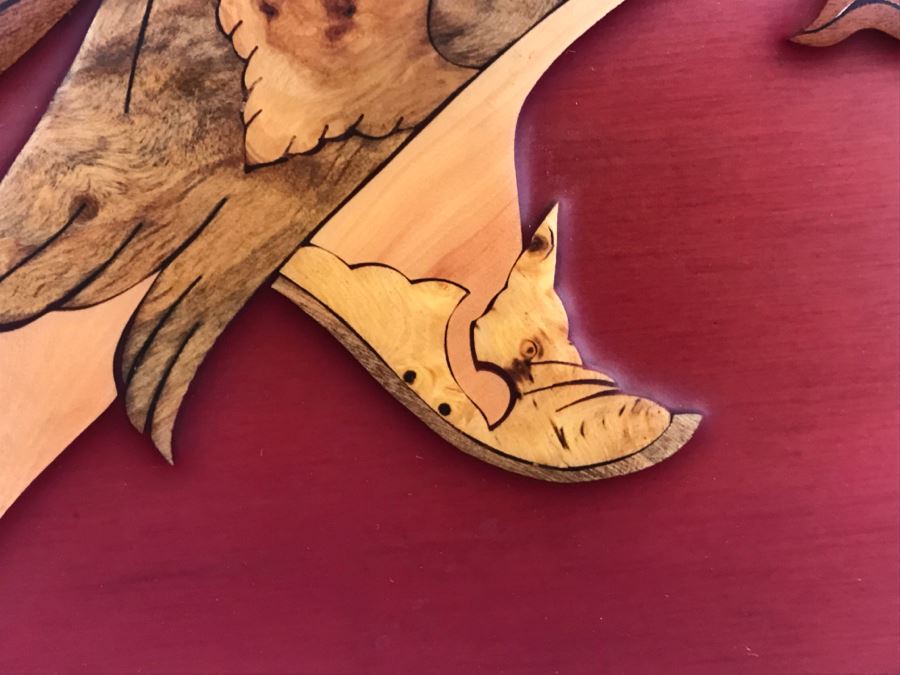 Impressive Marquetry Inlaid Wood Artwork Signed By Artist ? Group [Photo 10]