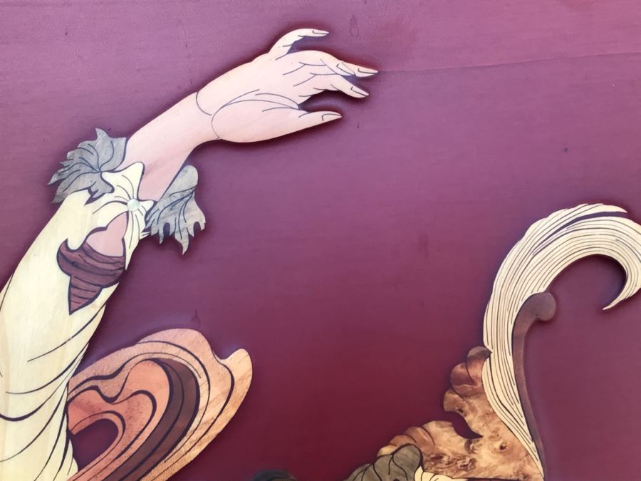 Impressive Marquetry Inlaid Wood Artwork Signed By Artist ? Group [Photo 13]