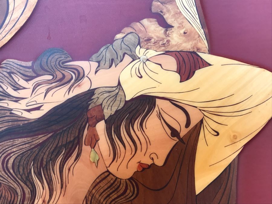 Impressive Marquetry Inlaid Wood Artwork Signed By Artist ? Group [Photo 7]