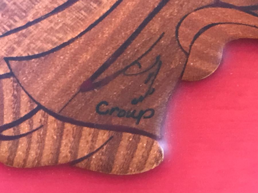 Impressive Marquetry Inlaid Wood Artwork Signed By Artist ? Group [Photo 3]