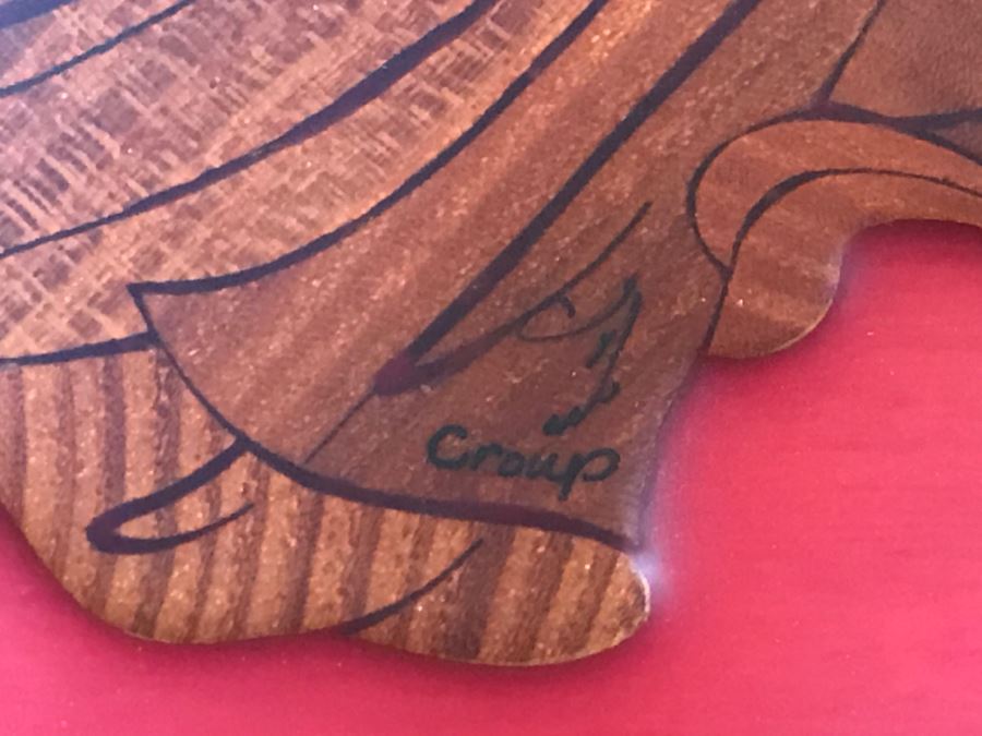 Impressive Marquetry Inlaid Wood Artwork Signed By Artist ? Group [Photo 11]