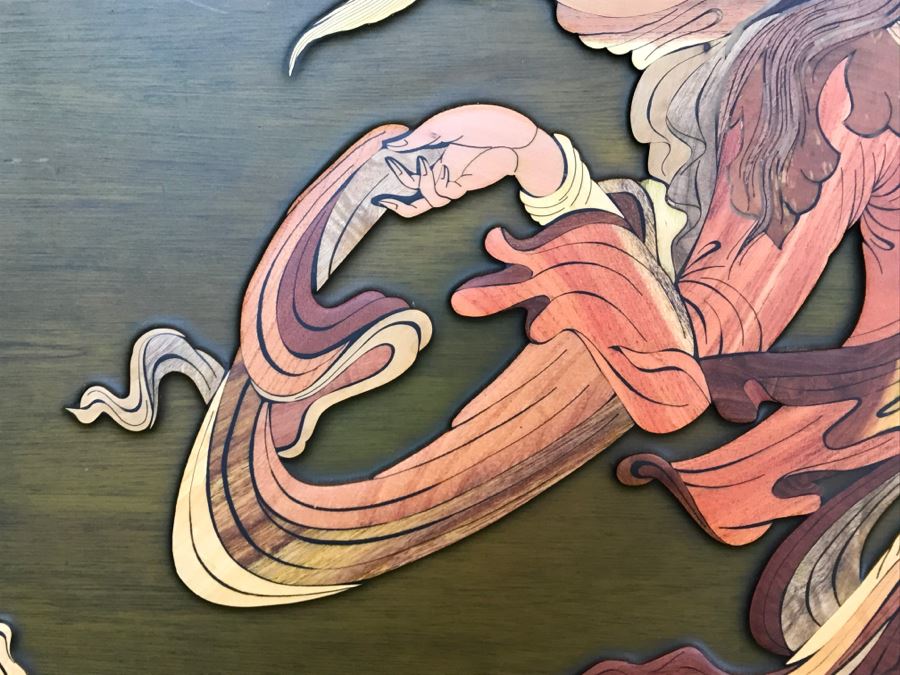 Impressive Marquetry Inlaid Wood Artwork Signed By Artist ? Group [Photo 8]