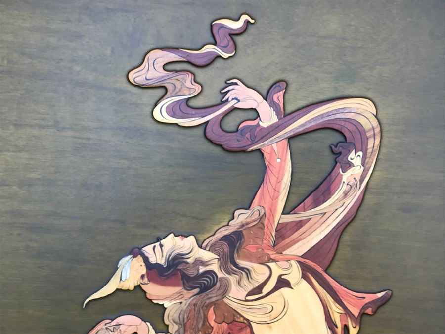 Impressive Marquetry Inlaid Wood Artwork Signed By Artist ? Group [Photo 5]