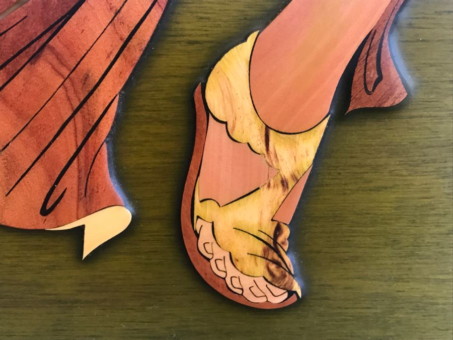 Impressive Marquetry Inlaid Wood Artwork Signed By Artist ? Group [Photo 11]