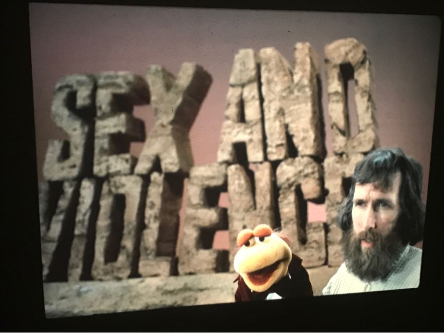 Original Early Slide From Jim Henson's Muppet Show Pilot Titled 'The Muppet Show: Sex And Violence' 1975 By Photographer Charles Rowan Featuring Jim Henson Holding Early Kermit The Frog [Photo 8]