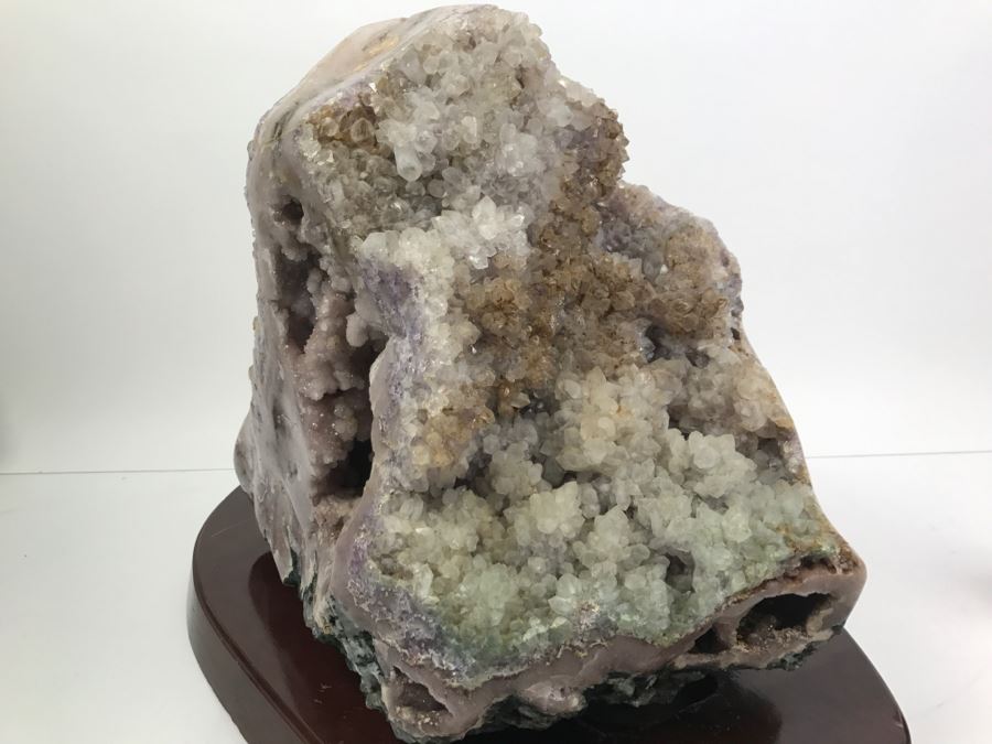 Huge Amethyst Geode Rock Stone With Wooden Base For Presentation 19'W X 11'D X 12'H [Photo 23]