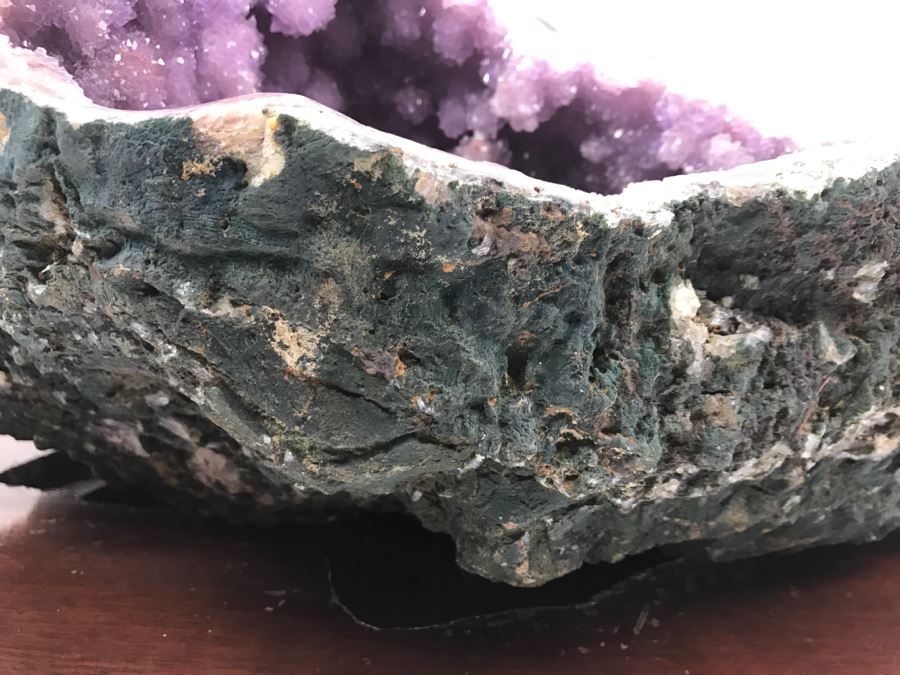 Huge Amethyst Geode Rock Stone With Wooden Base For Presentation 19'W X 11'D X 12'H [Photo 15]
