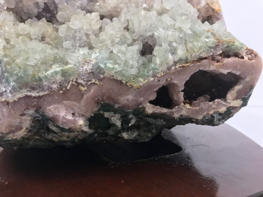 Huge Amethyst Geode Rock Stone With Wooden Base For Presentation 19'W X 11'D X 12'H [Photo 26]