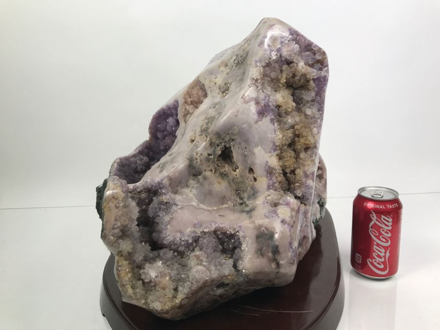 Huge Amethyst Geode Rock Stone With Wooden Base For Presentation 19'W X 11'D X 12'H [Photo 18]