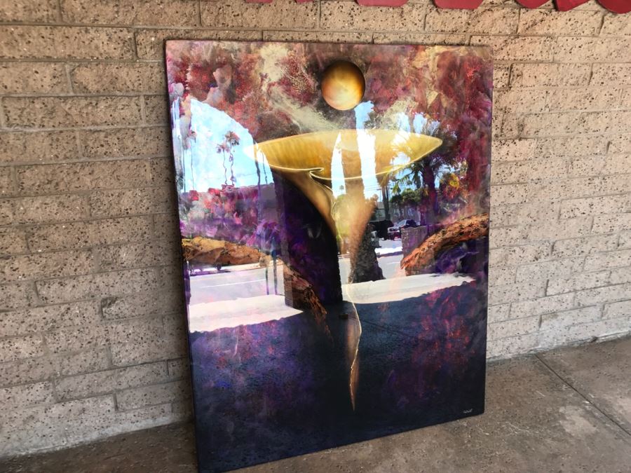 Large Original Red Wolf Fine Art Painting On Sandwiched Honeycomb Aluminum Panel Highly Reflective 60' X 48' Retail $12,000 [Photo 23]