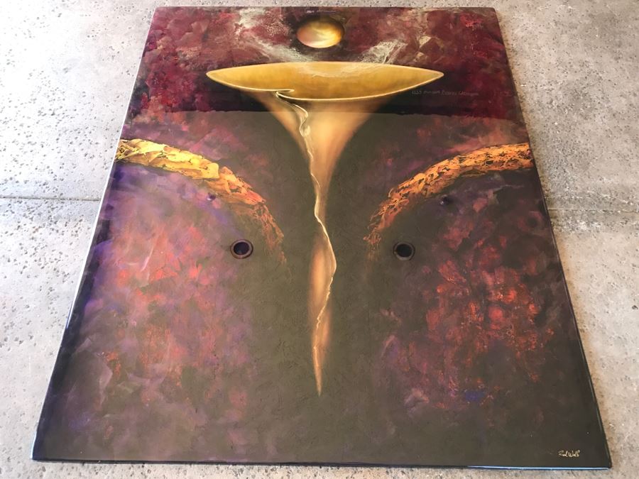 Large Original Red Wolf Fine Art Painting On Sandwiched Honeycomb Aluminum Panel Highly Reflective 60' X 48' Retail $12,000 [Photo 14]