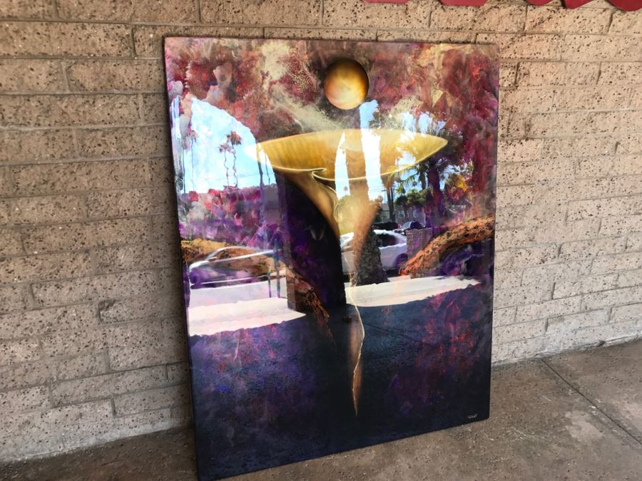 Large Original Red Wolf Fine Art Painting On Sandwiched Honeycomb Aluminum Panel Highly Reflective 60' X 48' Retail $12,000 [Photo 22]