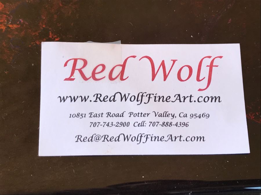 Large Original Red Wolf Fine Art Painting On Sandwiched Honeycomb Aluminum Panel Highly Reflective 60' X 48' Retail $12,000 [Photo 13]