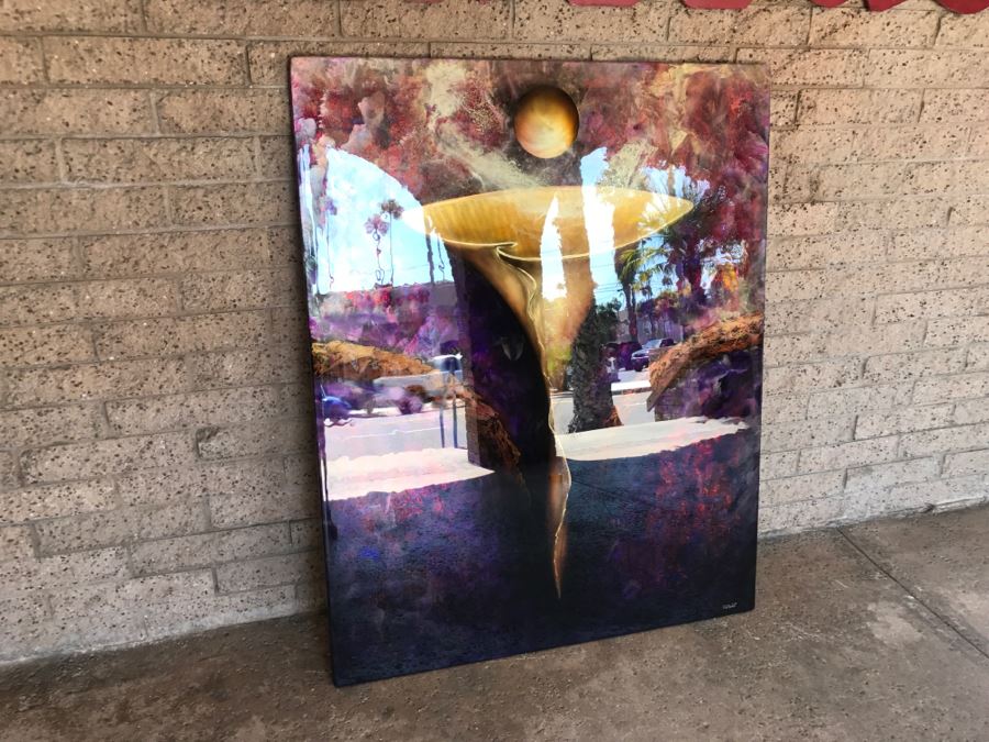 Large Original Red Wolf Fine Art Painting On Sandwiched Honeycomb Aluminum Panel Highly Reflective 60' X 48' Retail $12,000 [Photo 20]