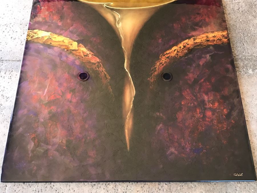 Large Original Red Wolf Fine Art Painting On Sandwiched Honeycomb Aluminum Panel Highly Reflective 60' X 48' Retail $12,000 [Photo 3]