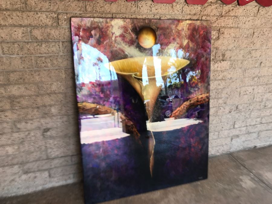 Large Original Red Wolf Fine Art Painting On Sandwiched Honeycomb Aluminum Panel Highly Reflective 60' X 48' Retail $12,000 [Photo 24]