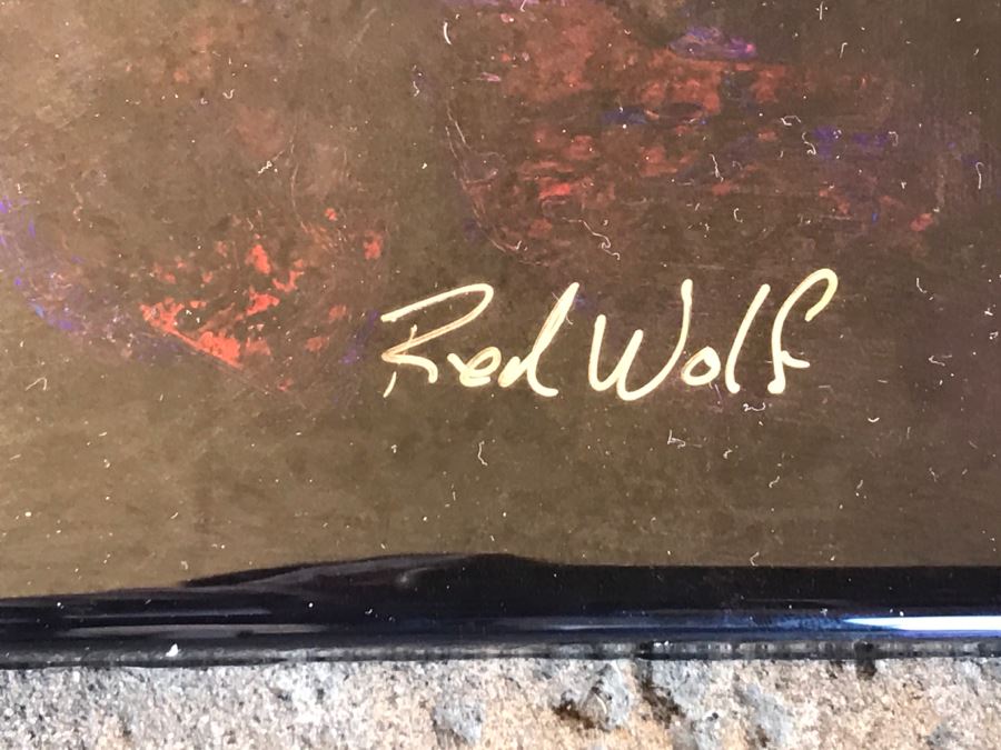 Large Original Red Wolf Fine Art Painting On Sandwiched Honeycomb Aluminum Panel Highly Reflective 60' X 48' Retail $12,000 [Photo 5]