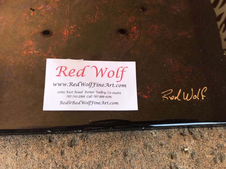 Large Original Red Wolf Fine Art Painting On Sandwiched Honeycomb Aluminum Panel Highly Reflective 60' X 48' Retail $12,000 [Photo 11]