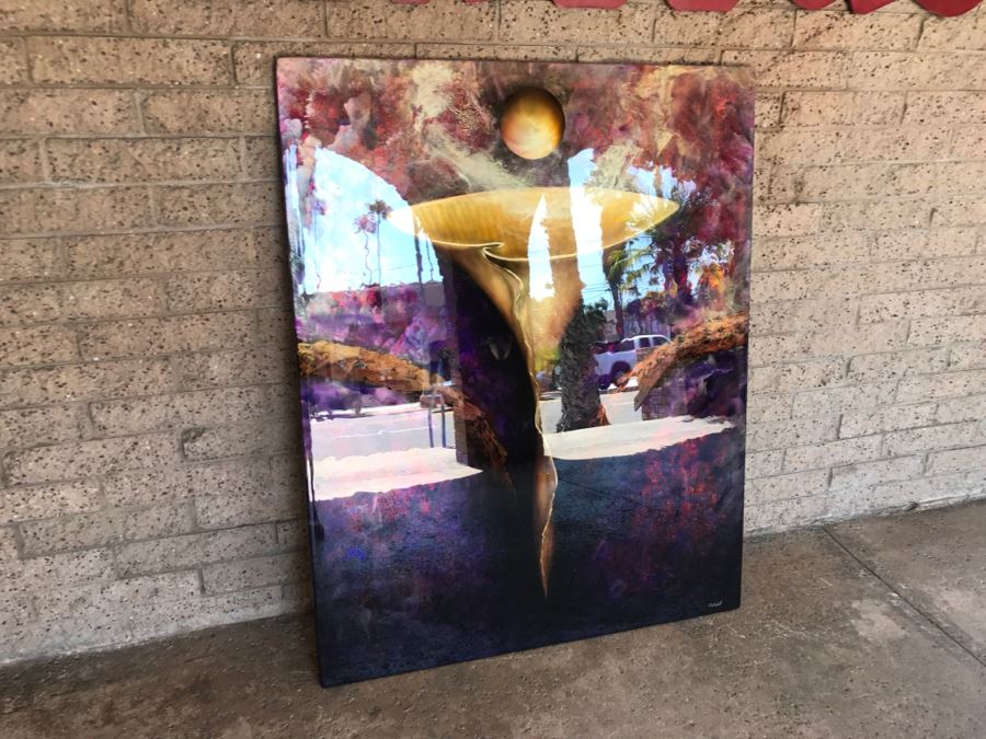 Large Original Red Wolf Fine Art Painting On Sandwiched Honeycomb Aluminum Panel Highly Reflective 60' X 48' Retail $12,000 [Photo 21]