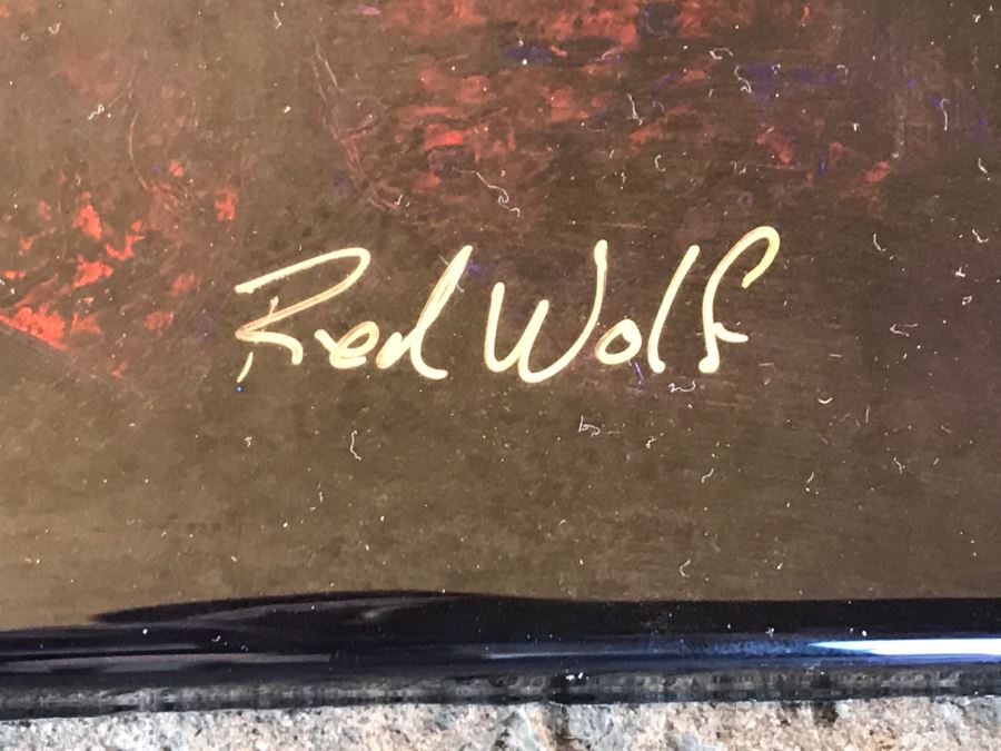 Large Original Red Wolf Fine Art Painting On Sandwiched Honeycomb Aluminum Panel Highly Reflective 60' X 48' Retail $12,000 [Photo 4]